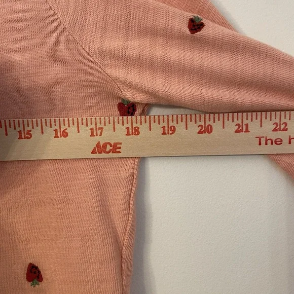 LOFT Petits Peach Sweater XXSP Strawberry Heart Embroidered Cottagecore Preppy - Picture 11 of 16